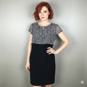 Tahari Arthur S. Levine Petite 8P Multicolor Pattern Top & Black Skirt Dress